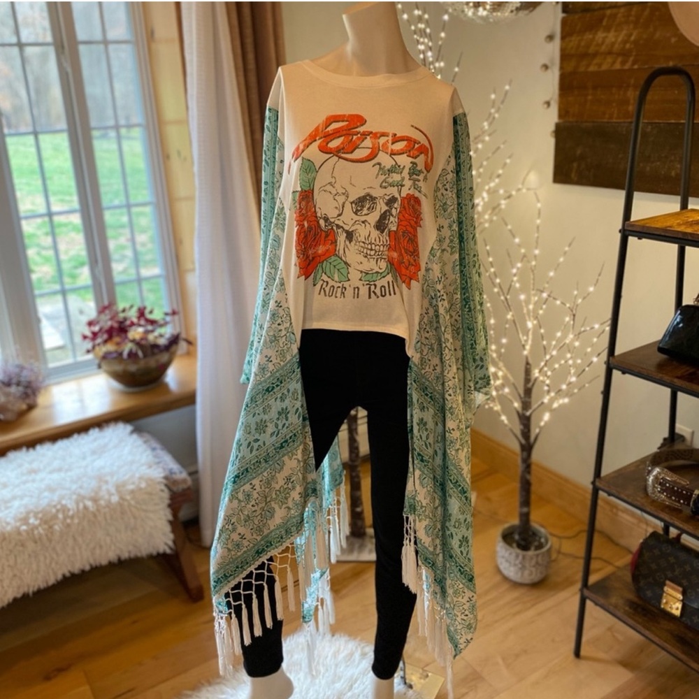 Poison Rock 'n Roll Graphic Fringe Kimono - Custom made by GunpowderLime!